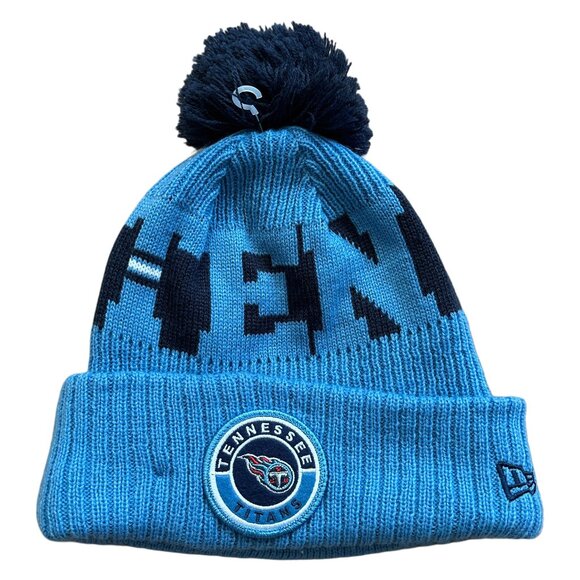 New Era NFL Tennessee Titans Blue Pom Beanie One Size Fits Most - Picture 1 of 4